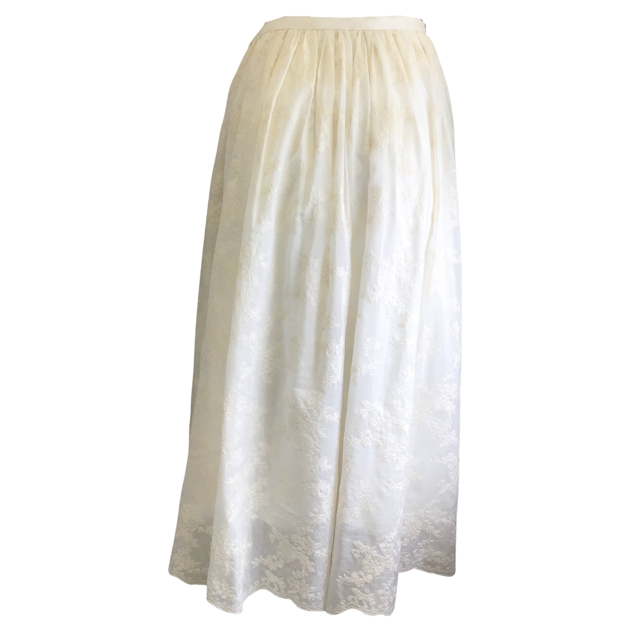 Lena Hoschek White Embroidered Chamomile Midi Skirt