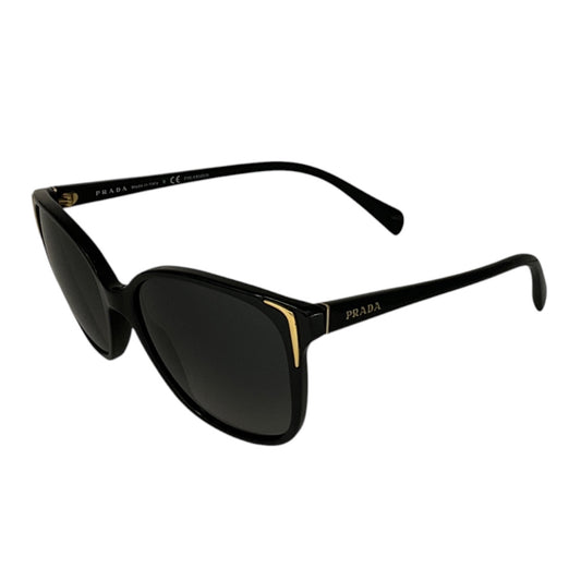 Prada Black / Gold / Grey Gradient Lens Polarized Butterfly Acetate Sunglasses