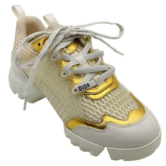 Christian Dior White / Gold D Connect Sneakers
