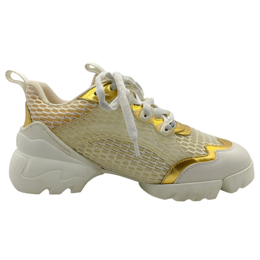 Christian Dior White / Gold D Connect Sneakers