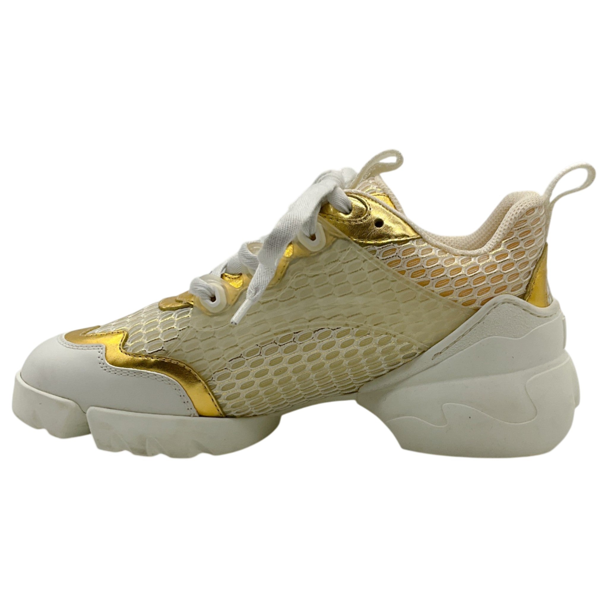 Christian Dior White / Gold D Connect Sneakers