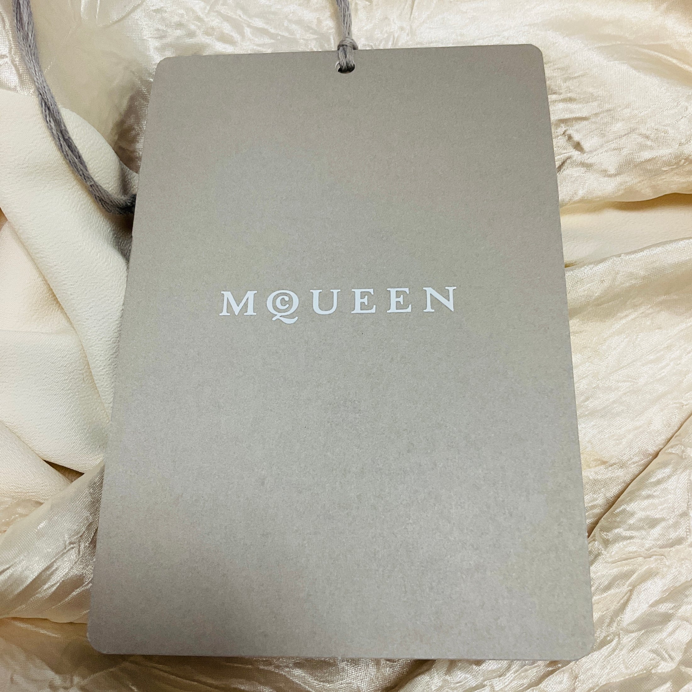 McQueen Oyster Smashed Satin Asymmetric High Neck Top