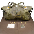 Load image into Gallery viewer, Gucci Green Python Bamboo Bar Bag
