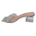 Load image into Gallery viewer, Gianvito Rossi Silver / Clear Heel Crystal Embellished Mule Sandals
