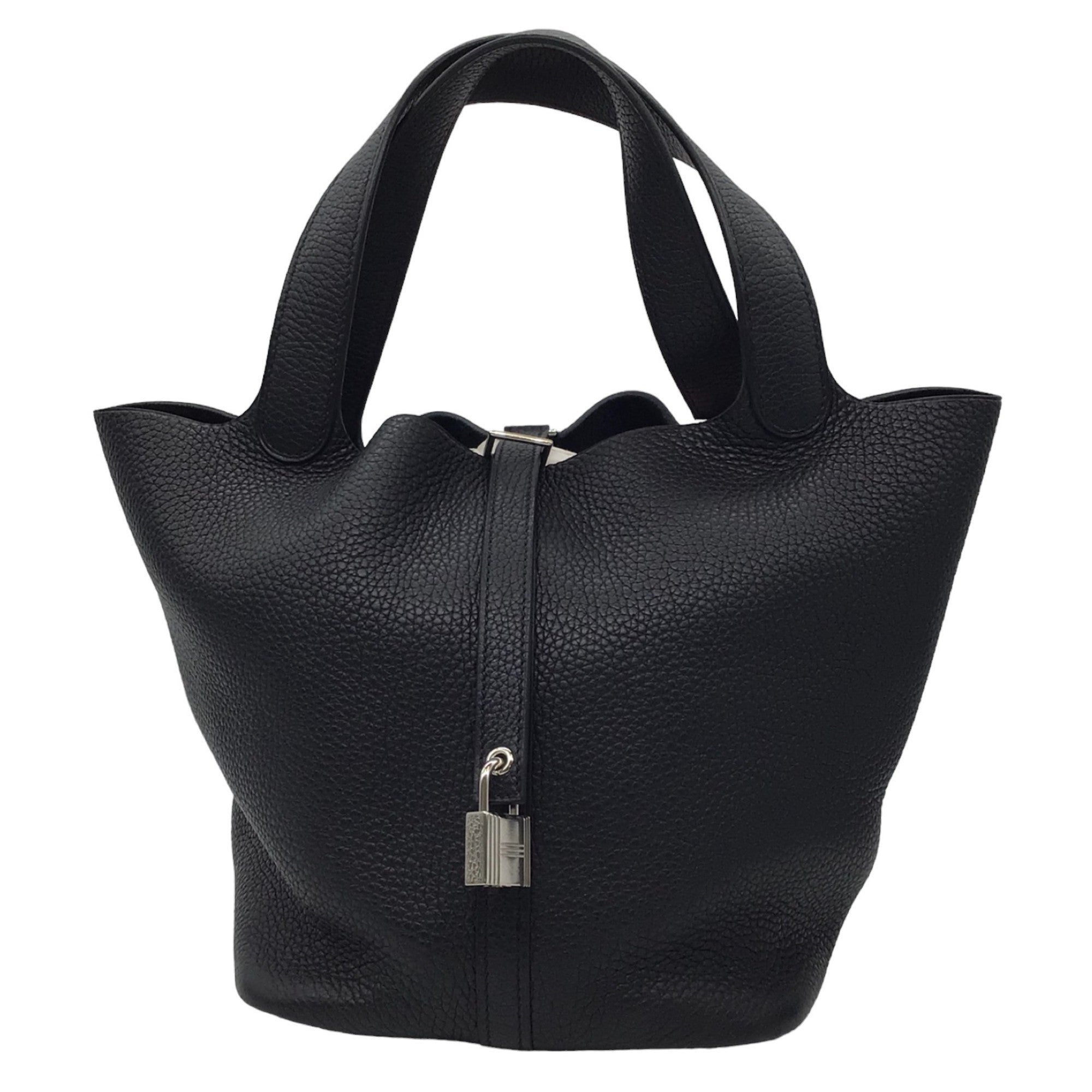 Hermes Black Clemence Leather Picotin Lock 22 Tote Bag