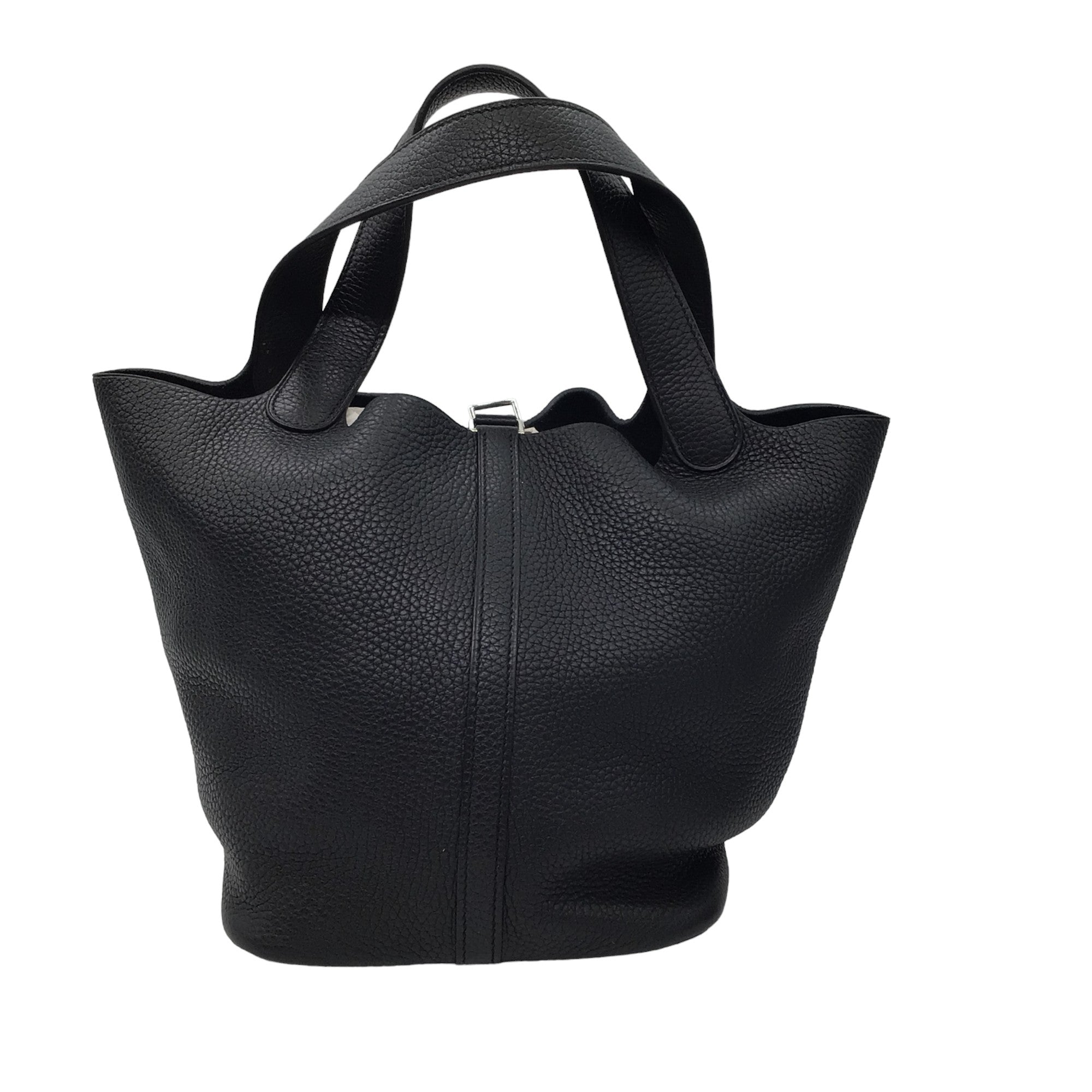 Hermes Black Clemence Leather Picotin Lock 22 Tote Bag