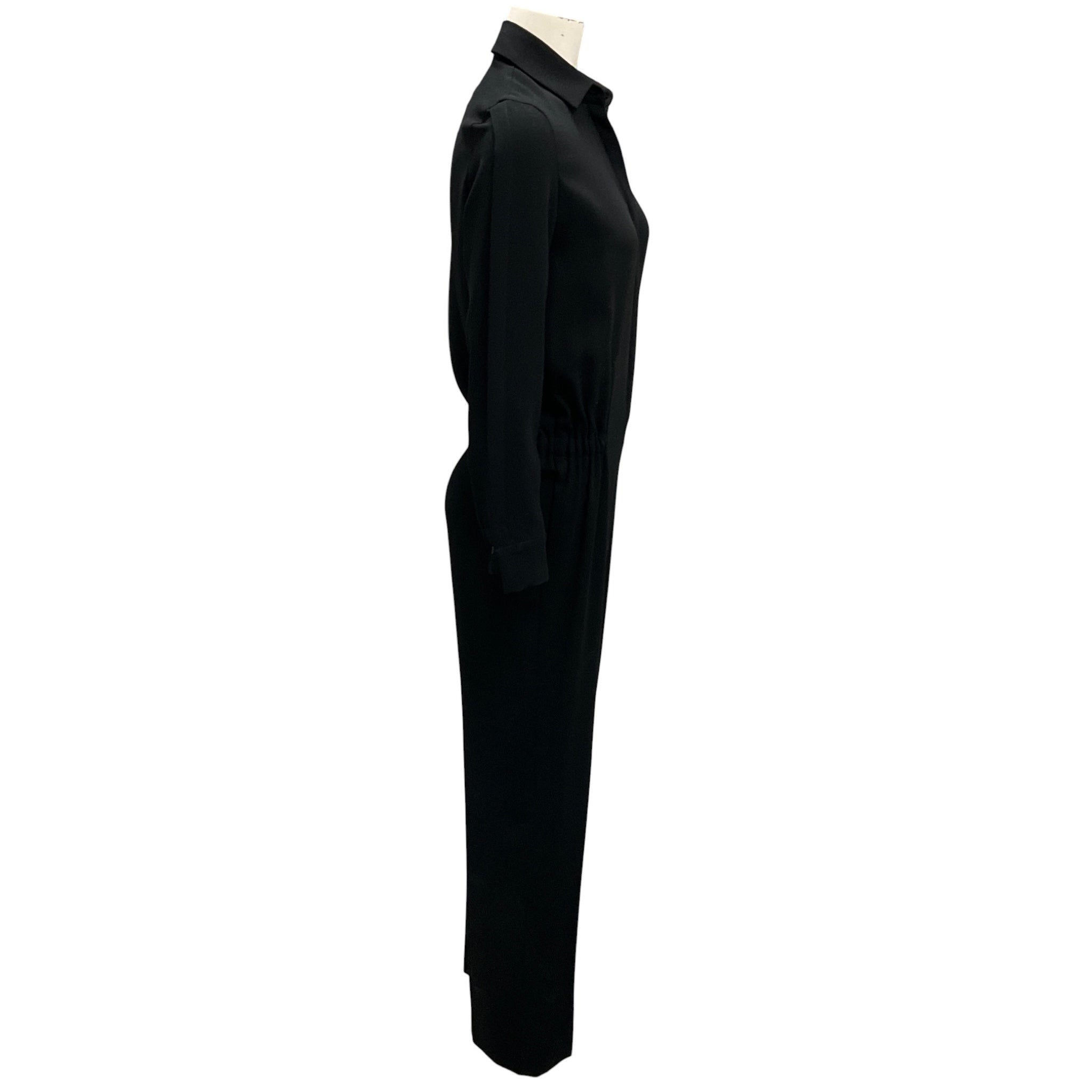 Maison Martin Margiela Black Long Sleeved Cinched Waist Crepe Jumpsuit