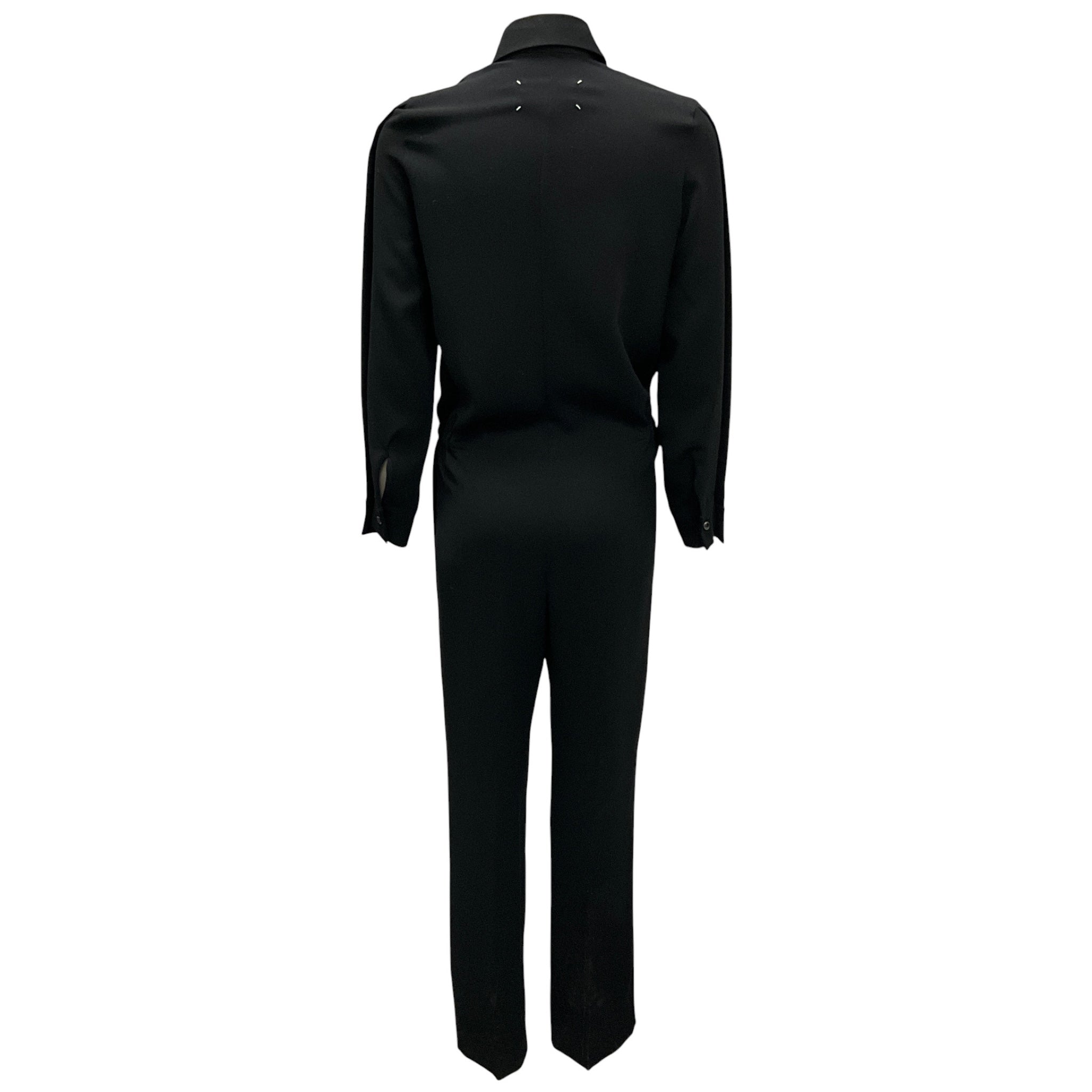 Maison Martin Margiela Black Long Sleeved Cinched Waist Crepe Jumpsuit