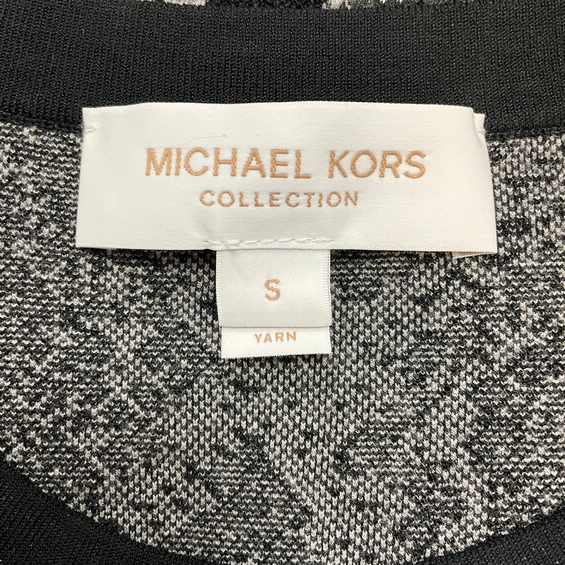 Michael Kors Collection Banker Melange Python Jacquard Stretch Viscose Short Sleeve Sweater