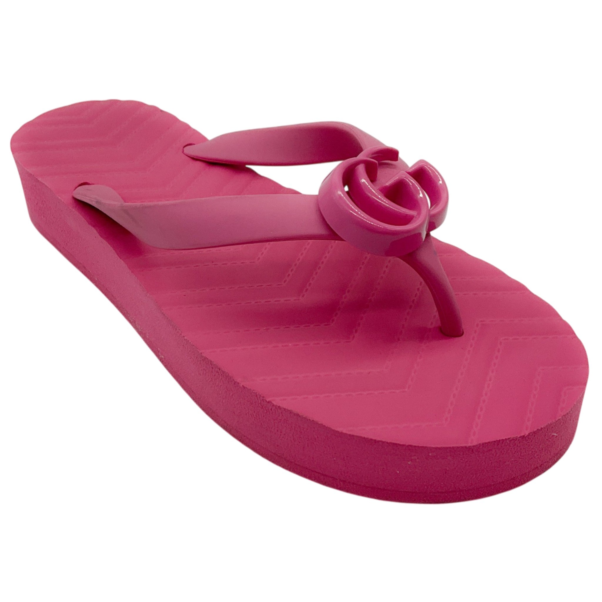 Gucci Pink Rubber Marmont Flip Flops
