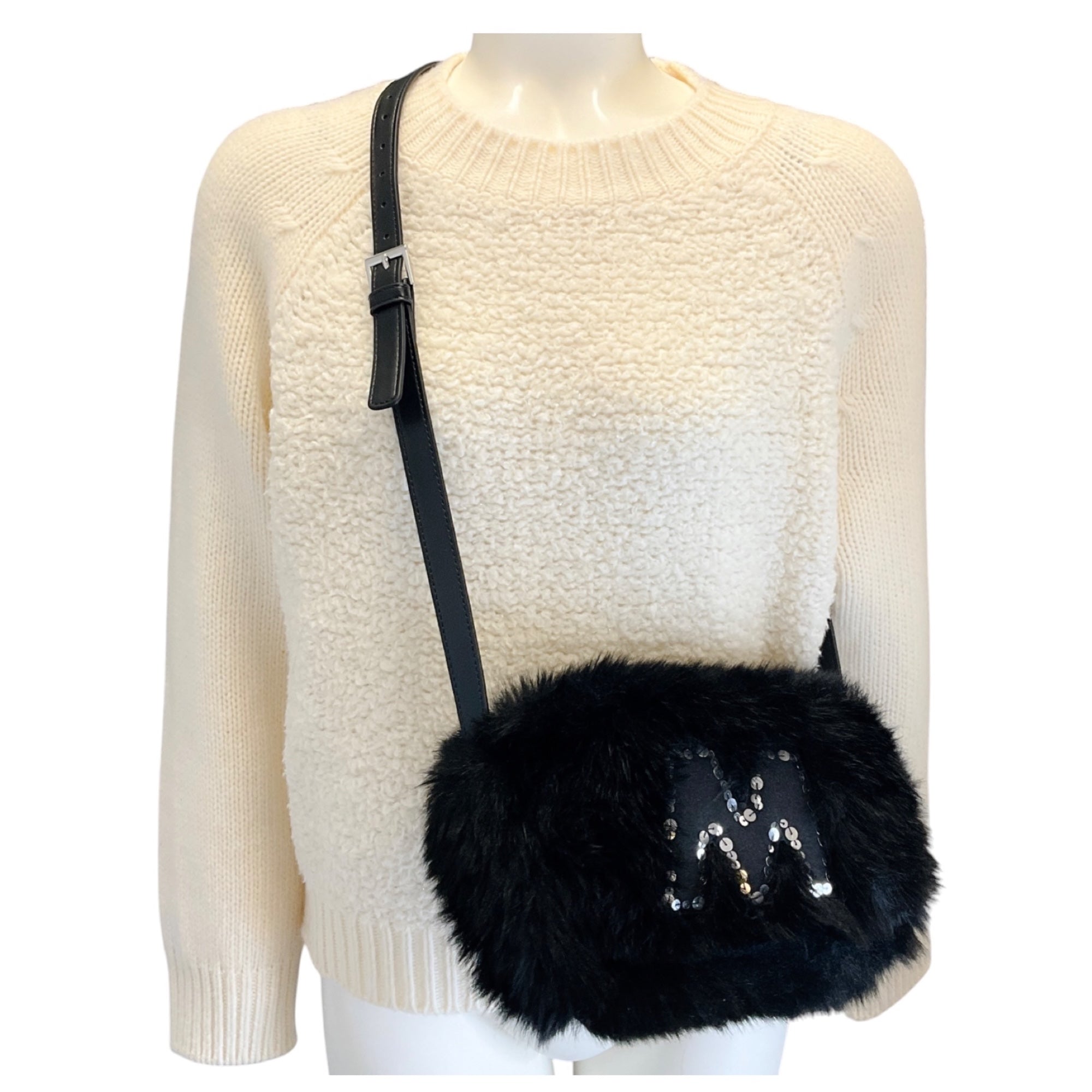 Marni Black Faux Fur Shoulder Bag