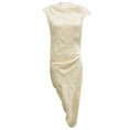 Load image into Gallery viewer, McQueen Oyster Draped Smashed Satin Asymmetric Hem Midi Dress

