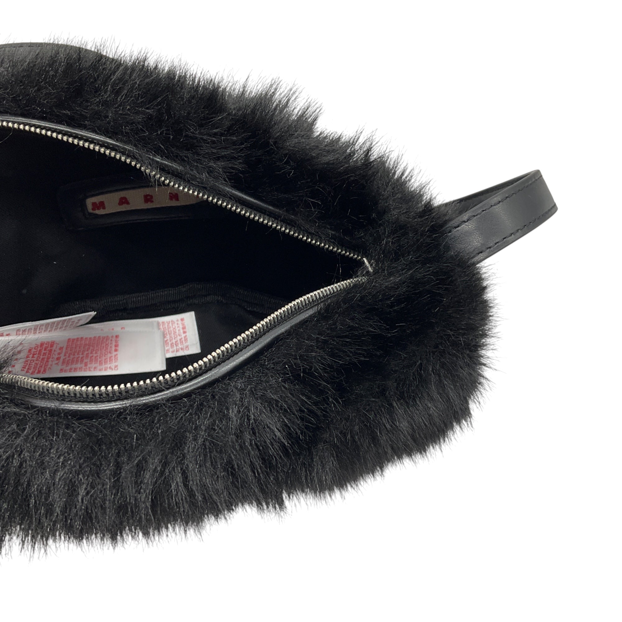 Marni Black Faux Fur Shoulder Bag