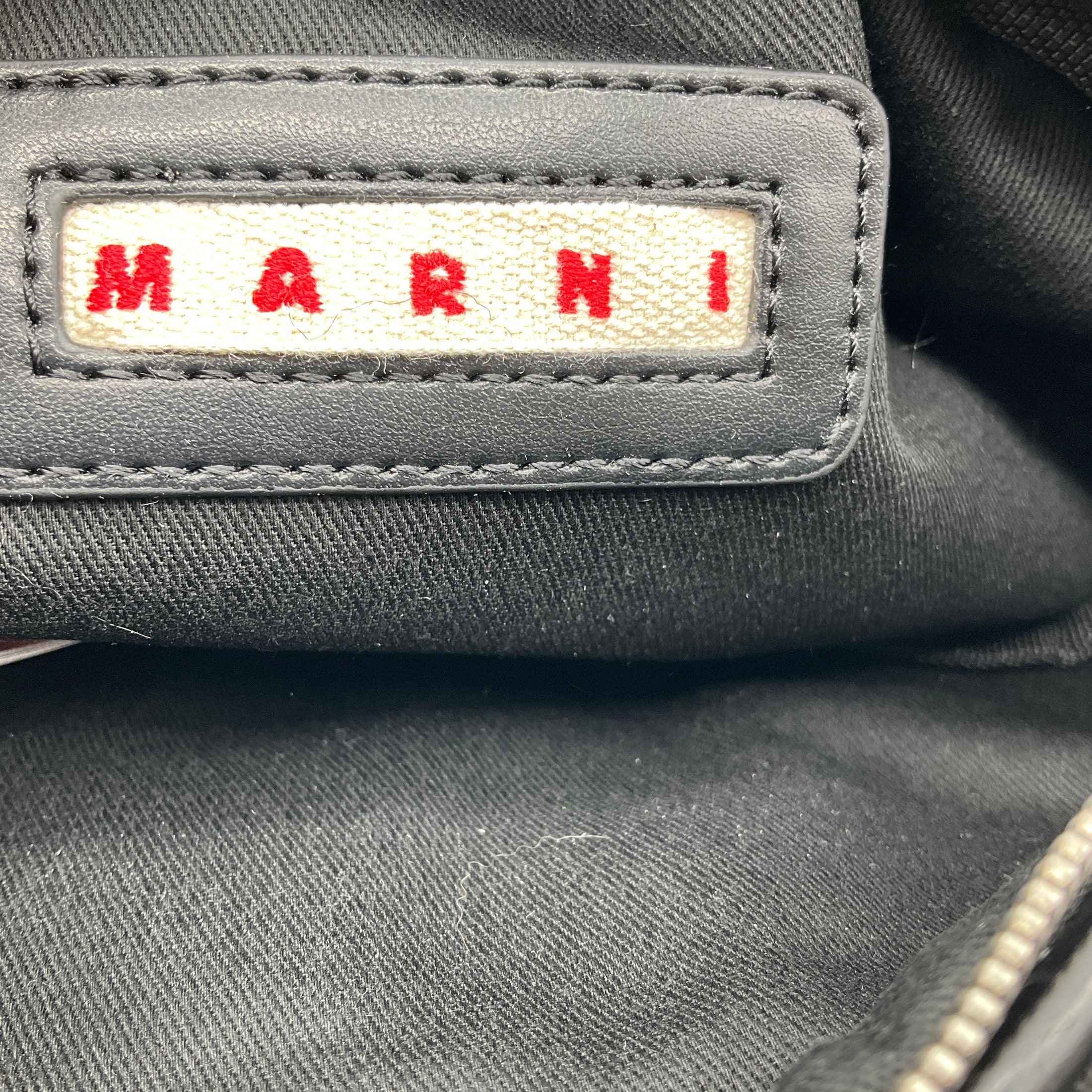 Marni Black Faux Fur Shoulder Bag