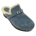 Load image into Gallery viewer, Hermes Light Blue Suede Goatskin Shearling Lined Carlotta Mules / Clogs
