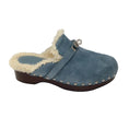 Load image into Gallery viewer, Hermes Light Blue Suede Goatskin Shearling Lined Carlotta Mules / Clogs
