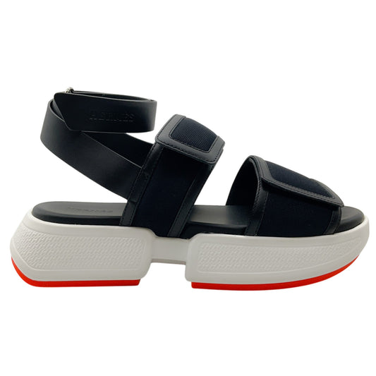 Hermes Black Leather 50mm Greek Two Strap Sandals