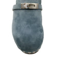 Load image into Gallery viewer, Hermes Light Blue Suede Goatskin Shearling Lined Carlotta Mules / Clogs
