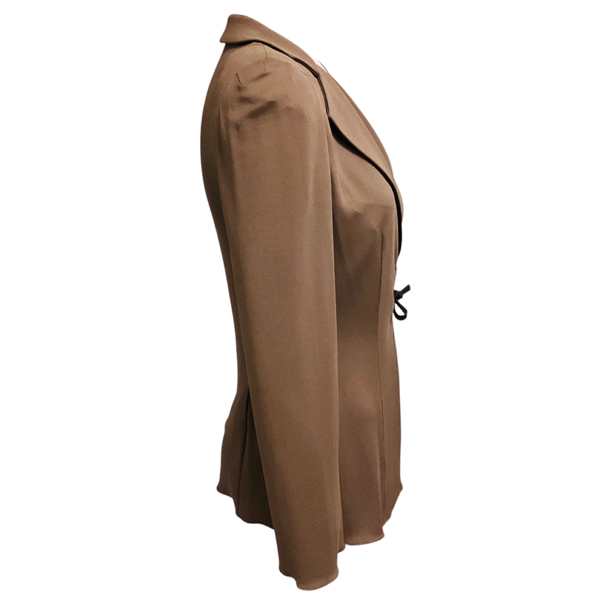Giorgio Armani Brown Viscose Stretch Blazer Jacket with Ring Closure