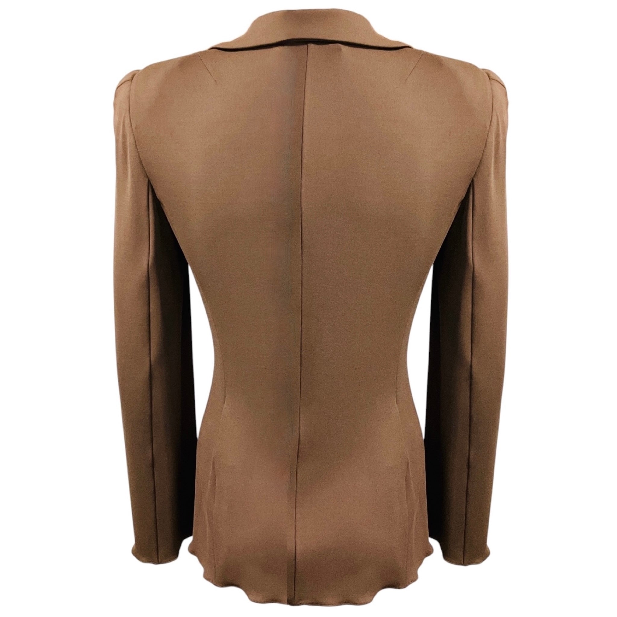 Giorgio Armani Brown Viscose Stretch Blazer Jacket with Ring Closure