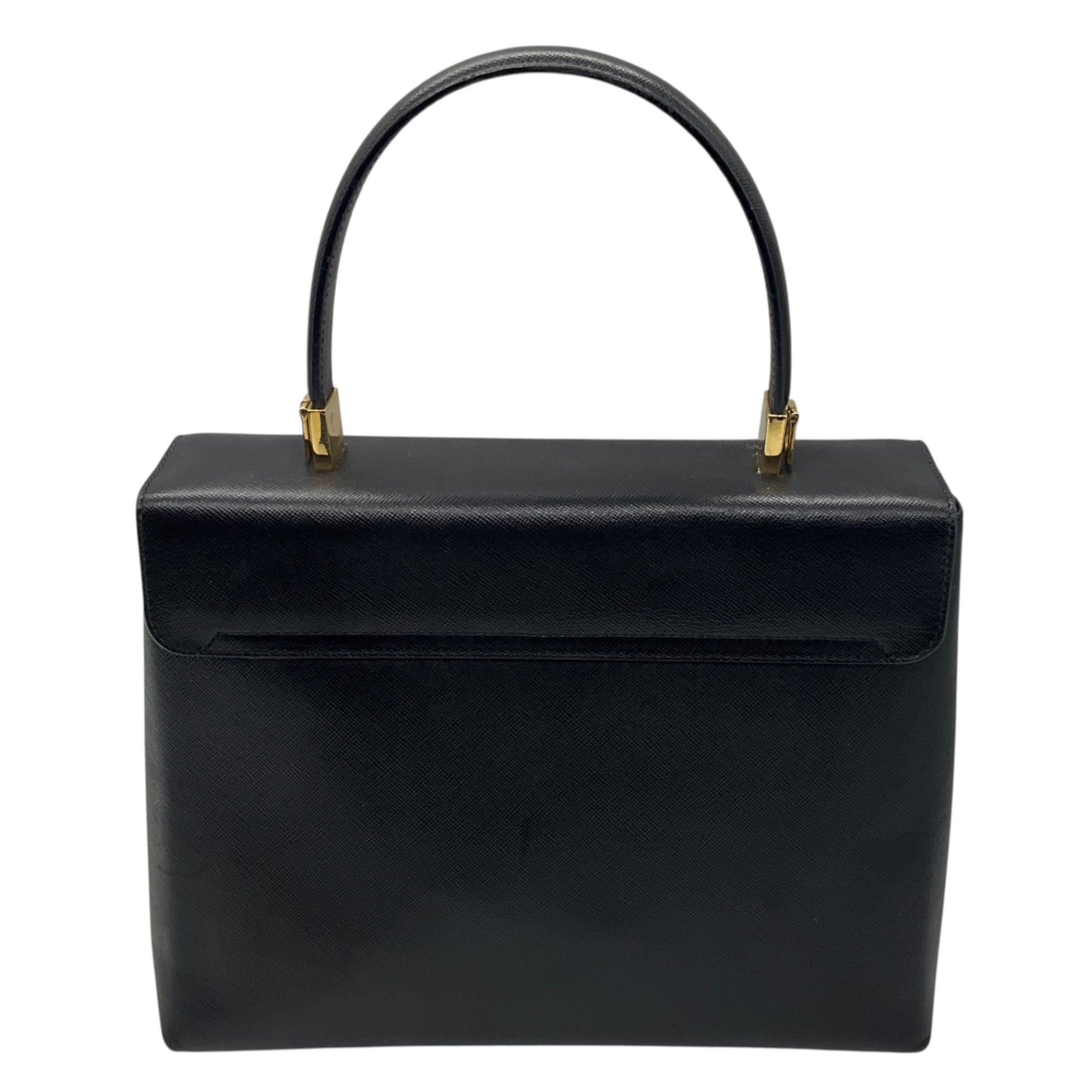 Salvatore Ferragamo Black Leather Gancini Iconic Top Handle Handbag
