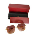 Load image into Gallery viewer, Cartier Pink Square Gradient Lens Shiny Gold Frame Sunglasses
