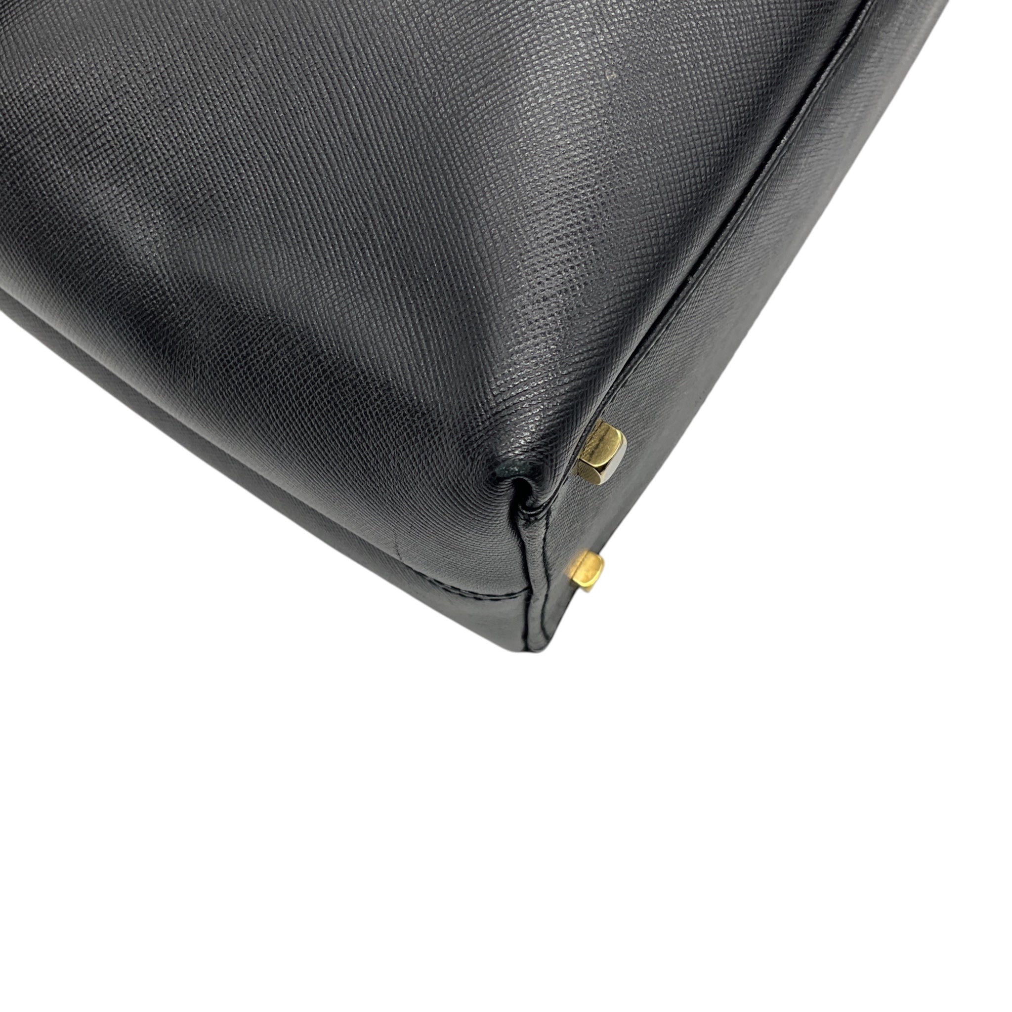 Salvatore Ferragamo Black Leather Gancini Iconic Top Handle Handbag