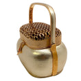 Load image into Gallery viewer, Judith Leiber Vintage Gold Leather Evening Bag with Metal Mesh Top
