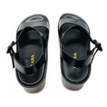 Load image into Gallery viewer, Prada Black / Light Pink Scalloped Sole Ankle Strap Leather Platform Sandals
