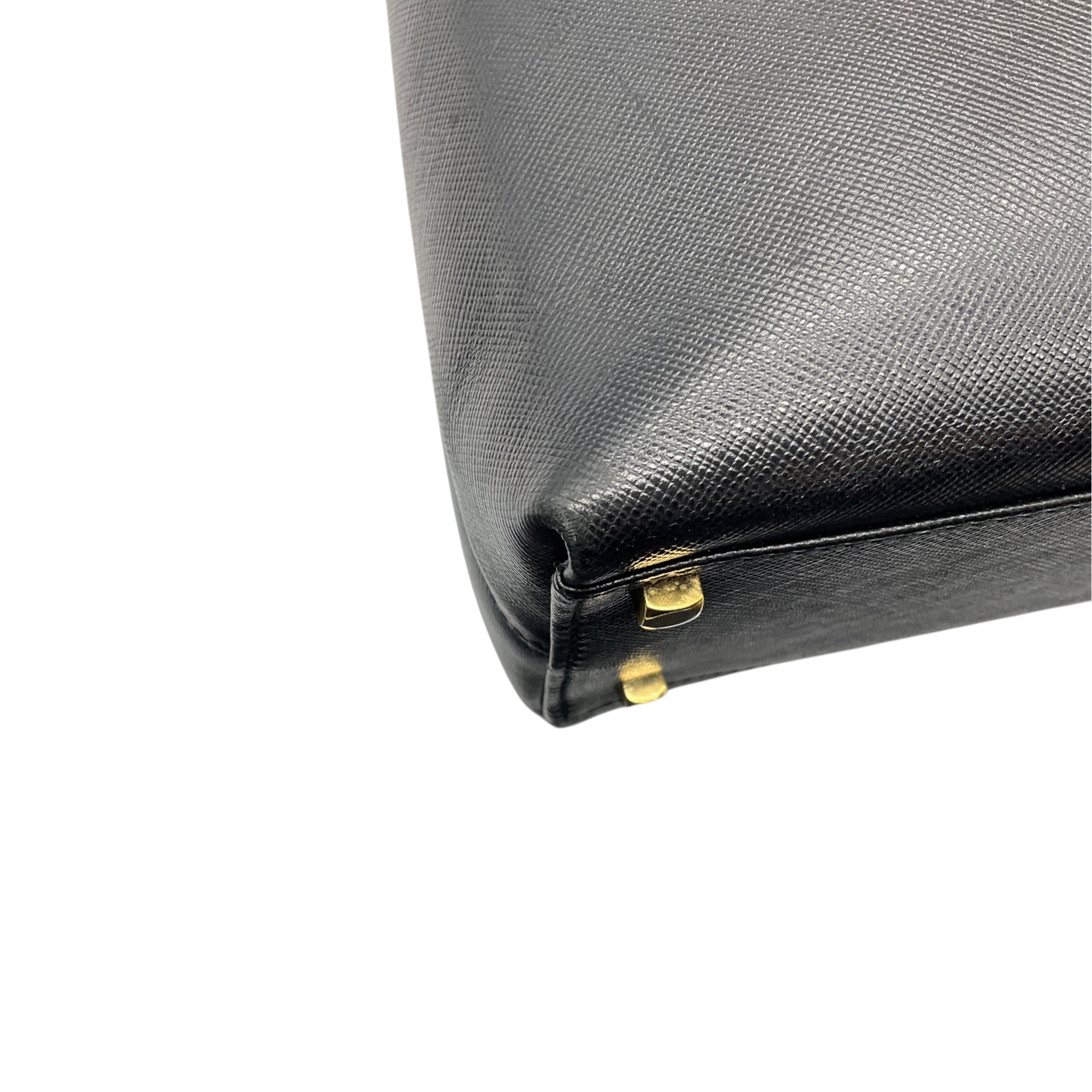 Salvatore Ferragamo Black Leather Gancini Iconic Top Handle Handbag