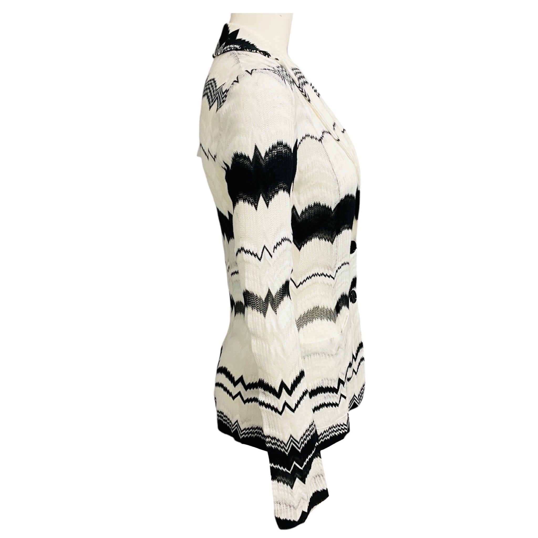 Missoni White / Black Chevron Knit Blazer Jacket