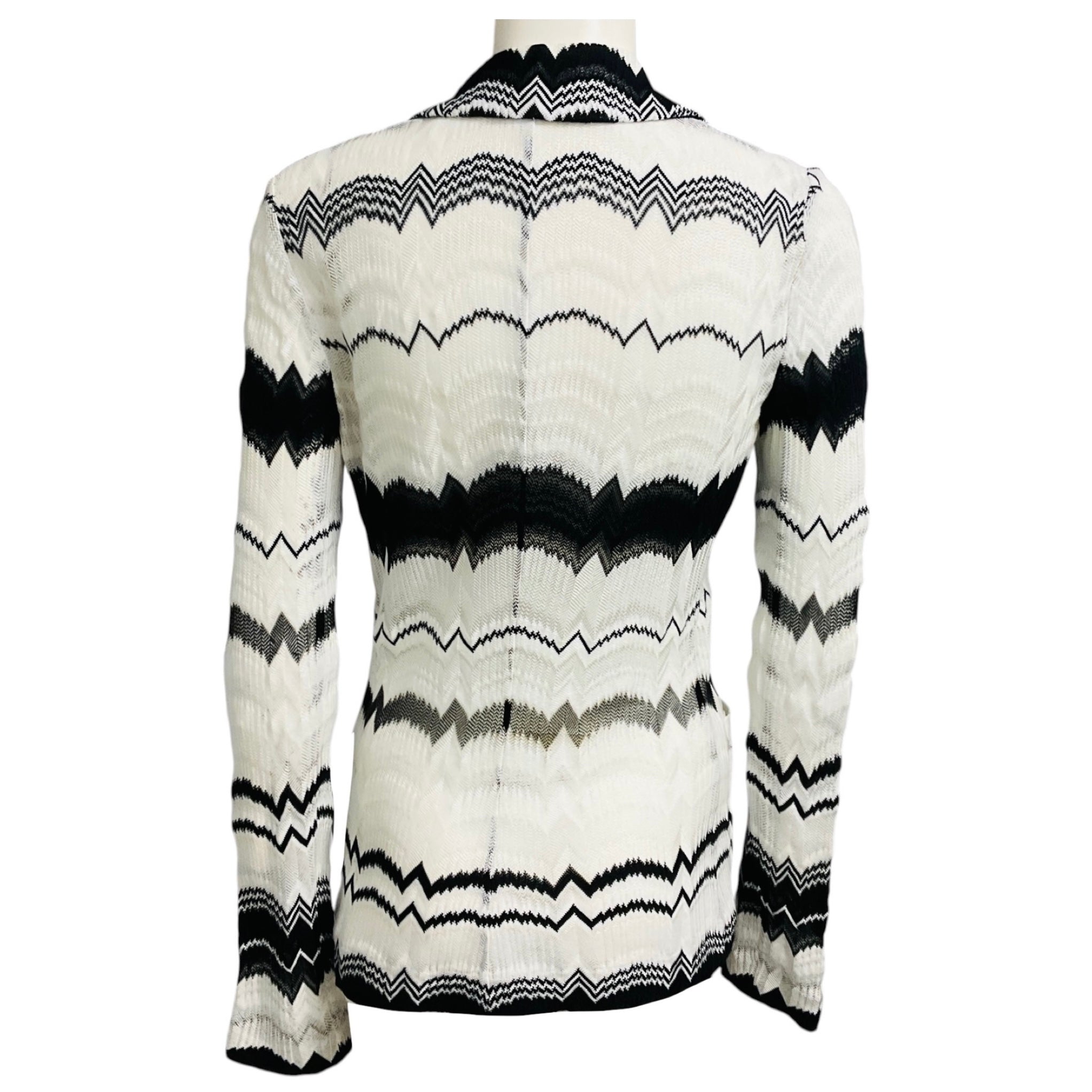 Missoni White / Black Chevron Knit Blazer Jacket