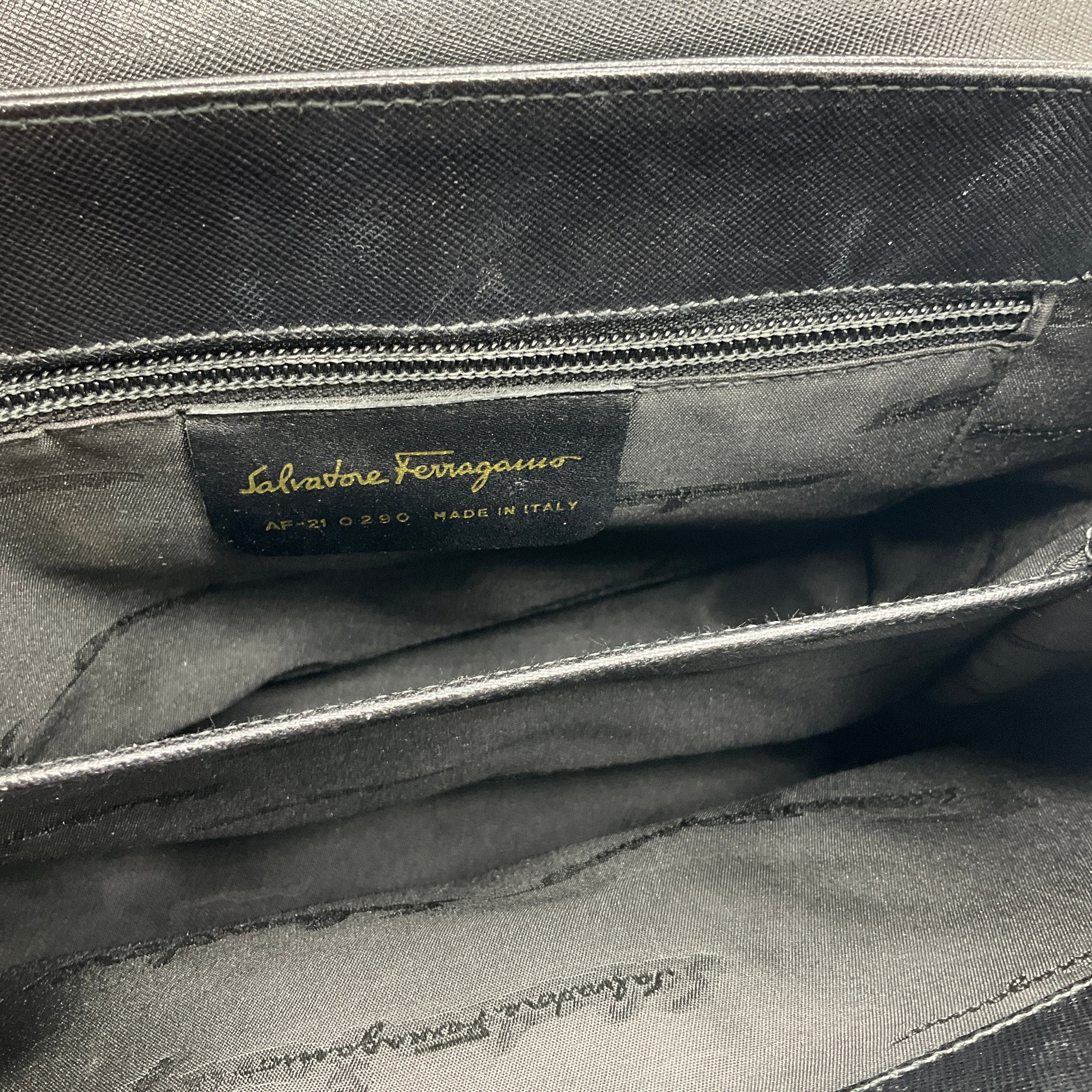Salvatore Ferragamo Black Leather Gancini Iconic Top Handle Handbag