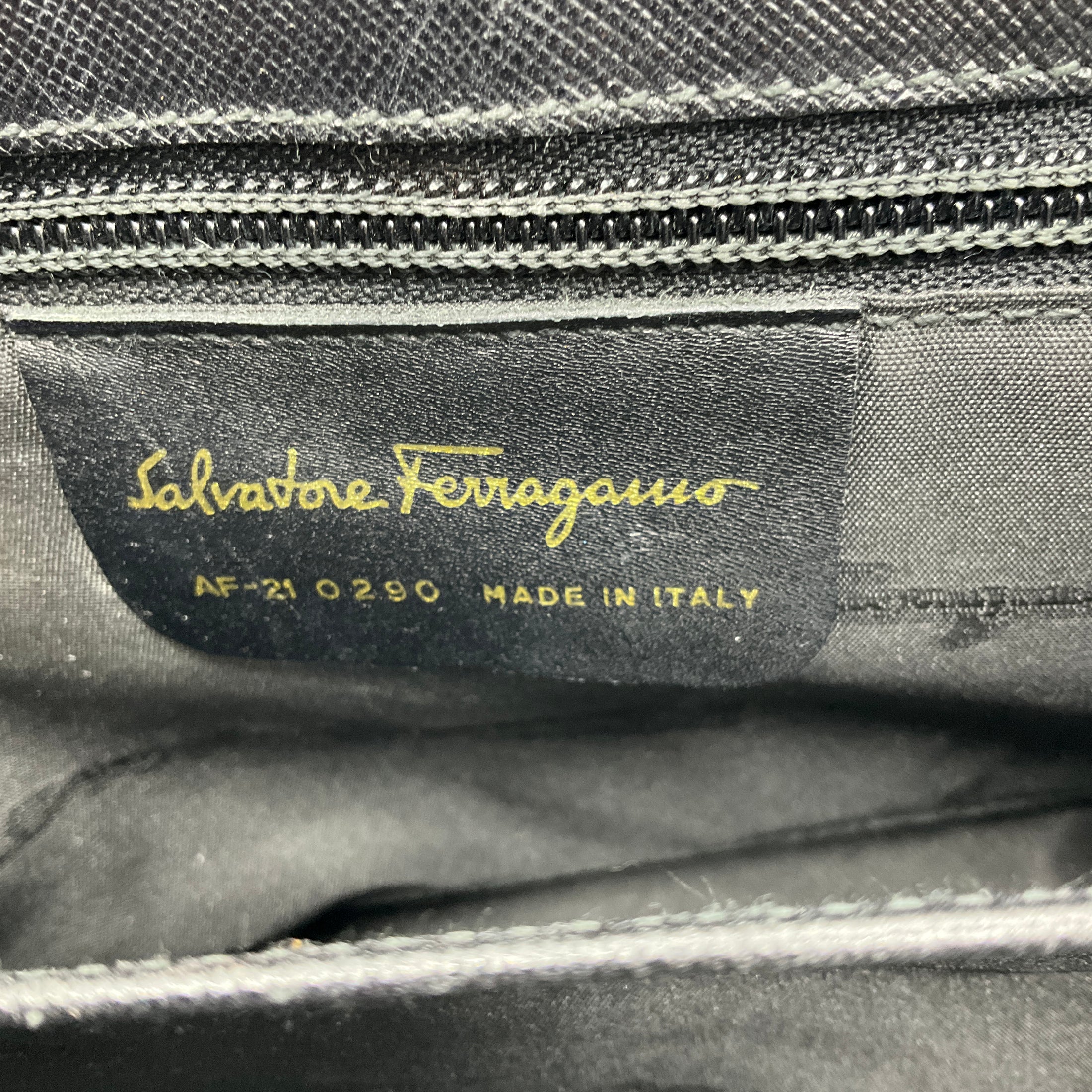 Salvatore Ferragamo Black Leather Gancini Iconic Top Handle Handbag