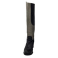 Load image into Gallery viewer, Chanel Black / Silver Metallic CC Logo Embossed Flat Tall Leather Riding Boots
