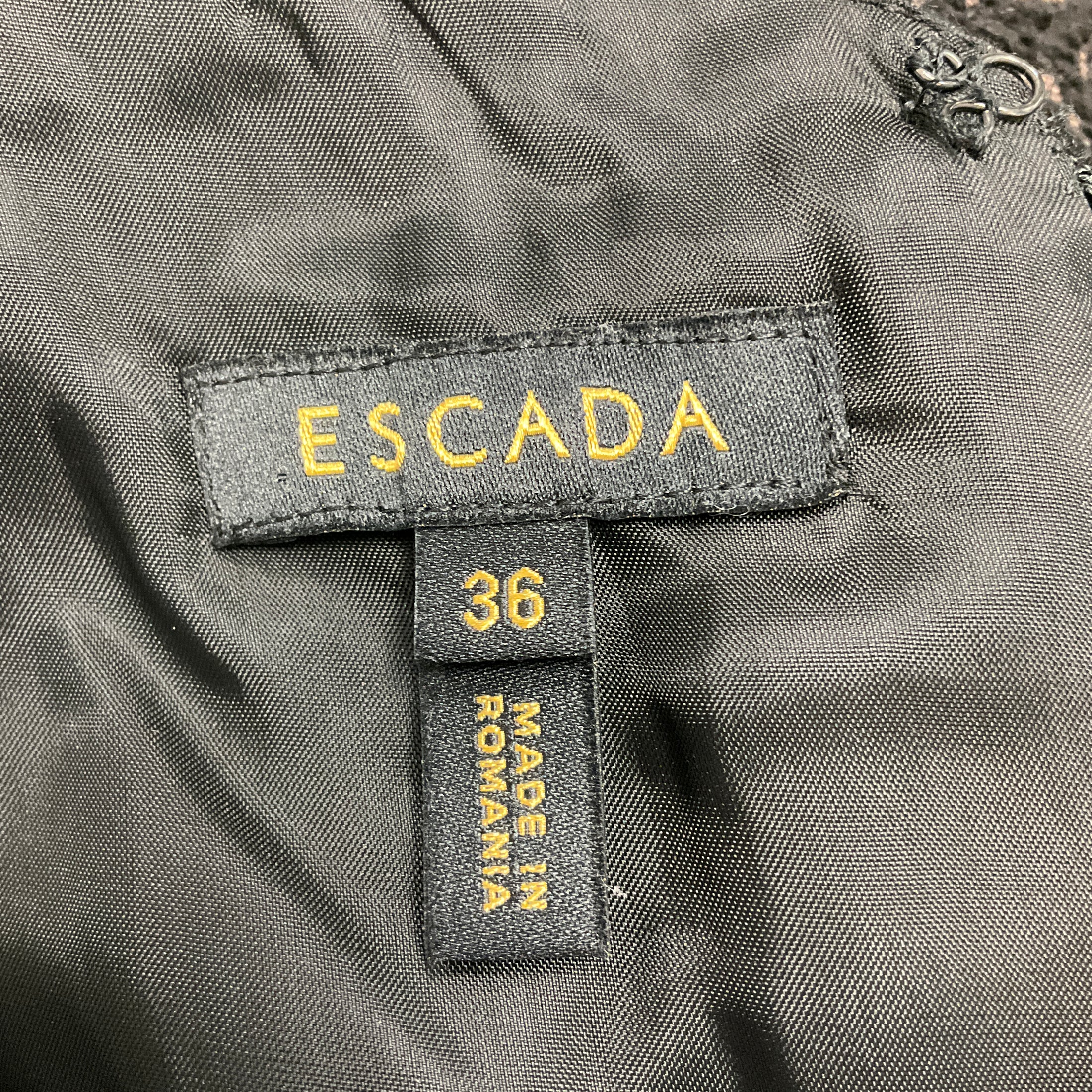 Escada Taupe / Black Pine Delwys Sleeveless Jacquard Cocktail Dress