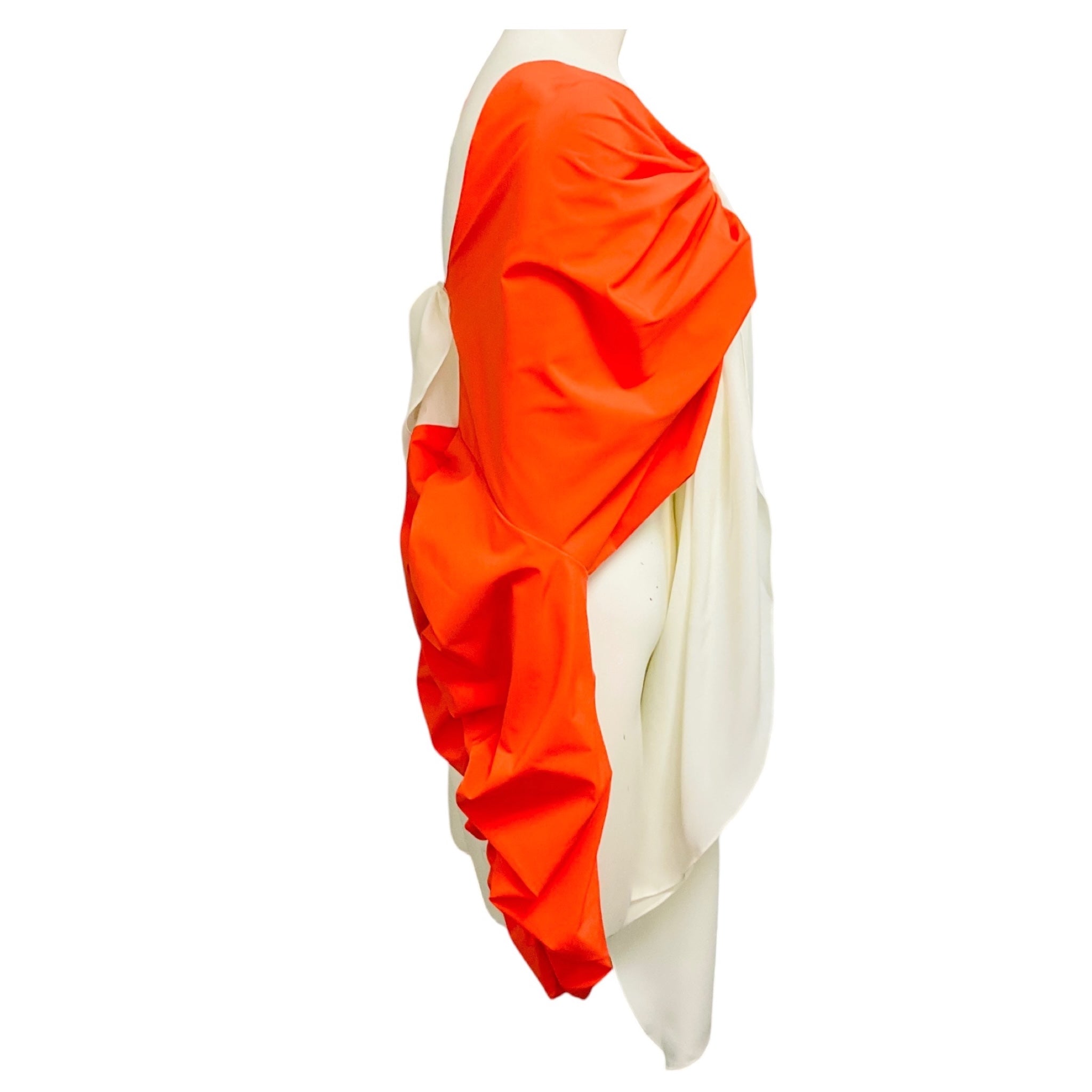 A.W.A.K.E. MODE Orange / Cream Back to Front Reversible Gathered Knot Top