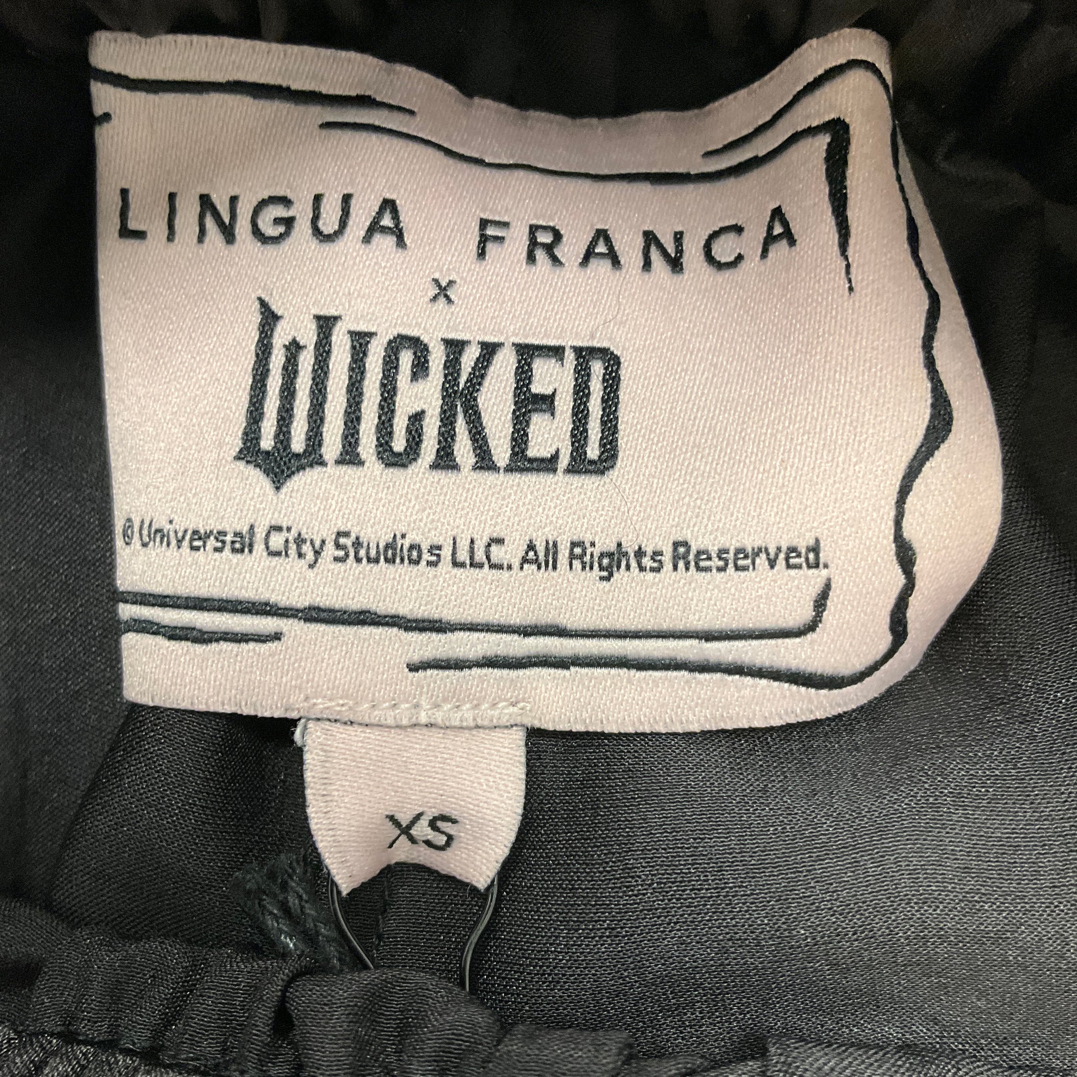 Lingua Franca x Wicked Black Elphaba Silk Pant with Feathers