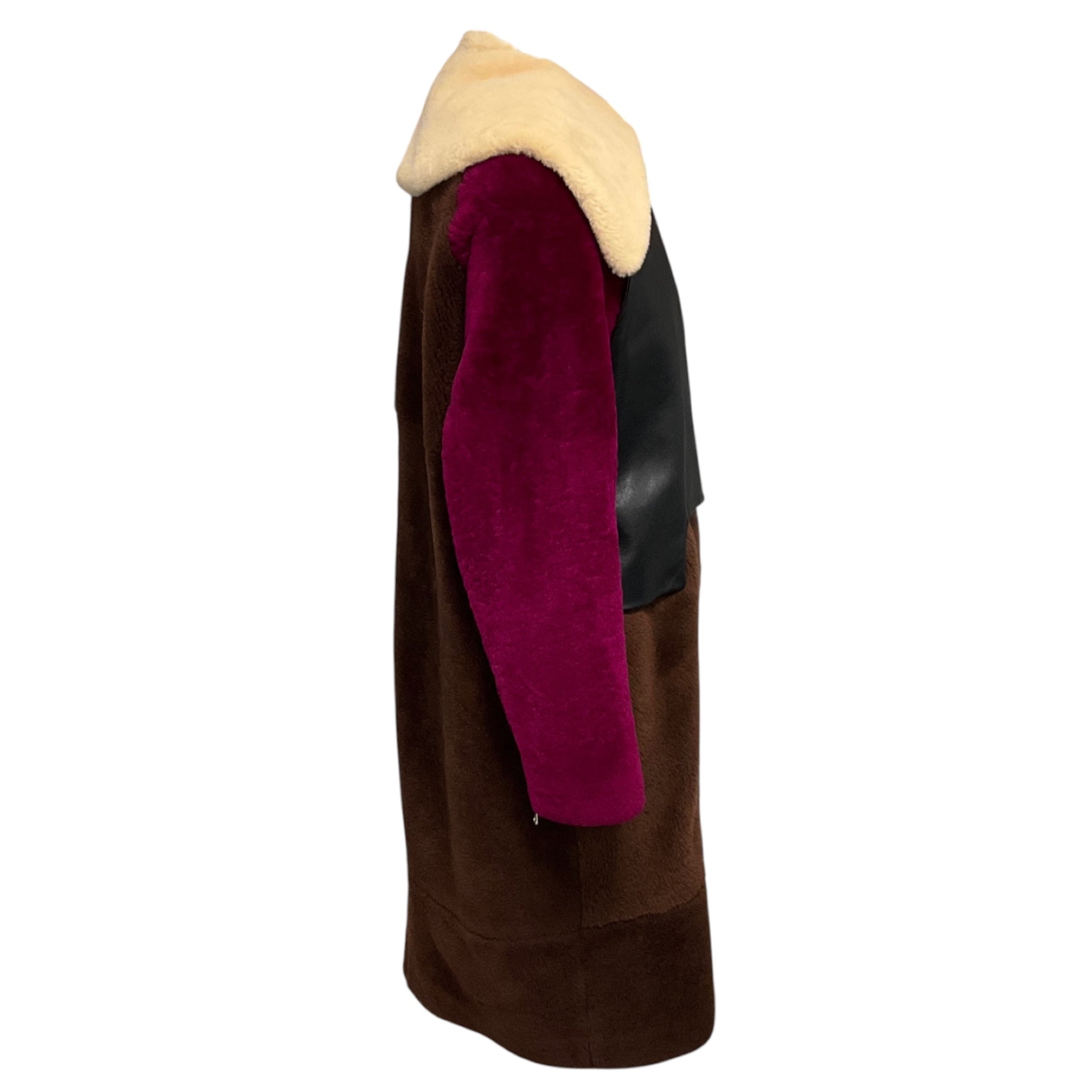 3.1 Phillip Lim Burgundy / Lilac / Brown Multi Lamb Shearling Coat
