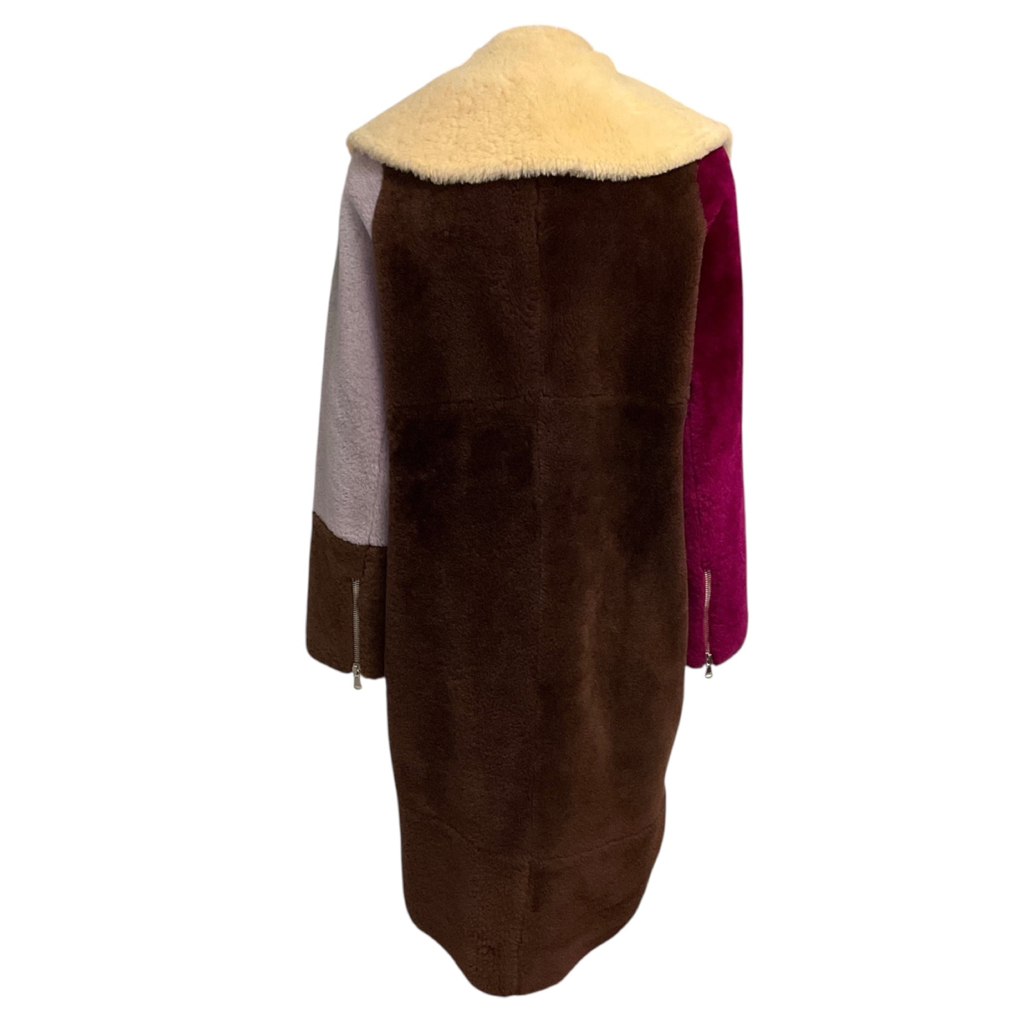 3.1 Phillip Lim Burgundy / Lilac / Brown Multi Lamb Shearling Coat