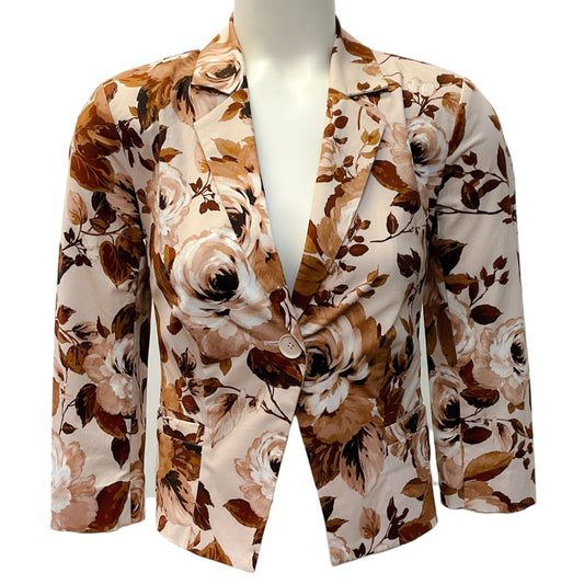 L'Agence Brown / White TNA Fitted Jacket with Button
