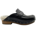 Load image into Gallery viewer, Brunello Cucinelli Black Leather Clogs with Shearling and Monili
