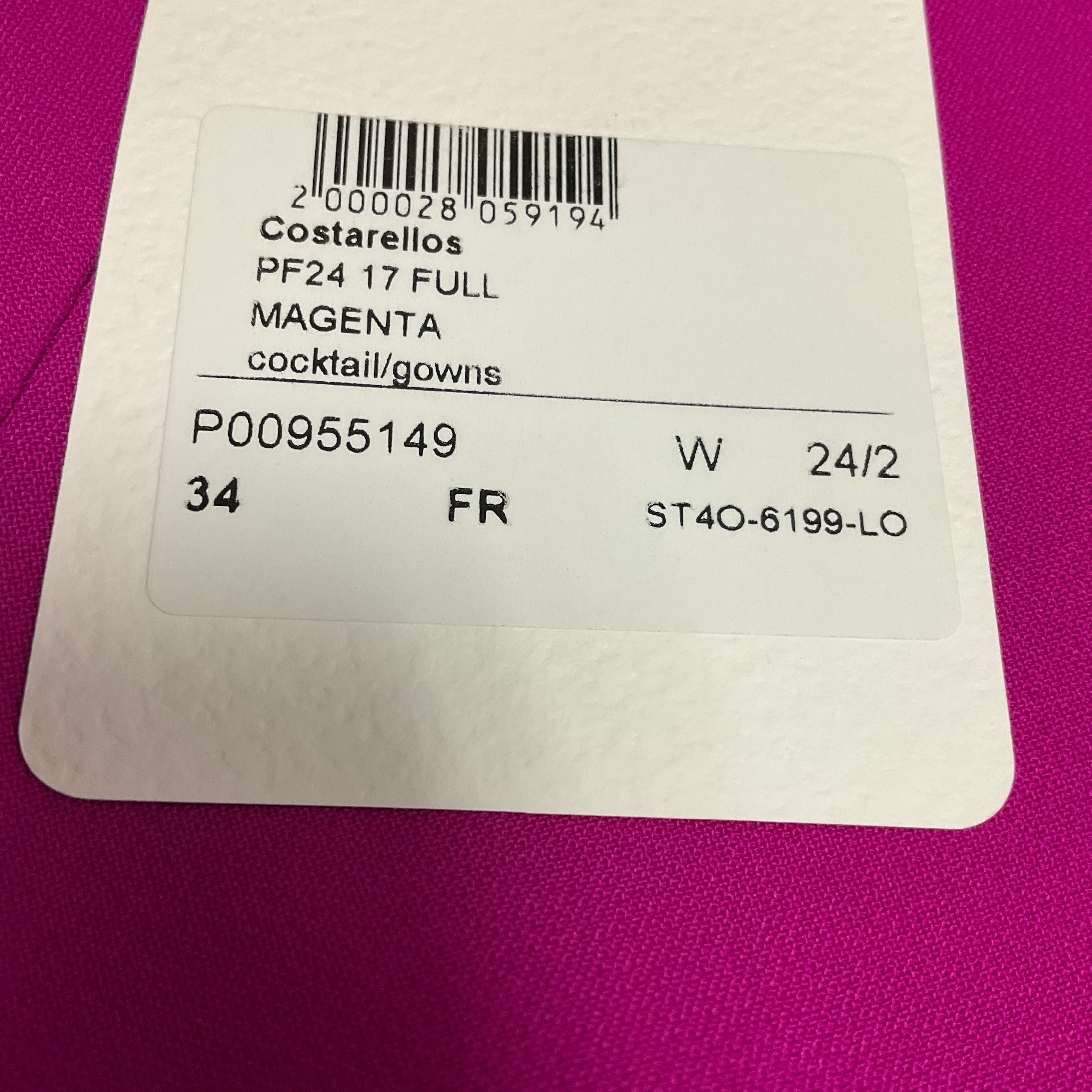 Costarellos Magenta Elin Crystal Embellished Caped Crepe Gown