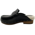 Load image into Gallery viewer, Brunello Cucinelli Black Leather Clogs with Shearling and Monili
