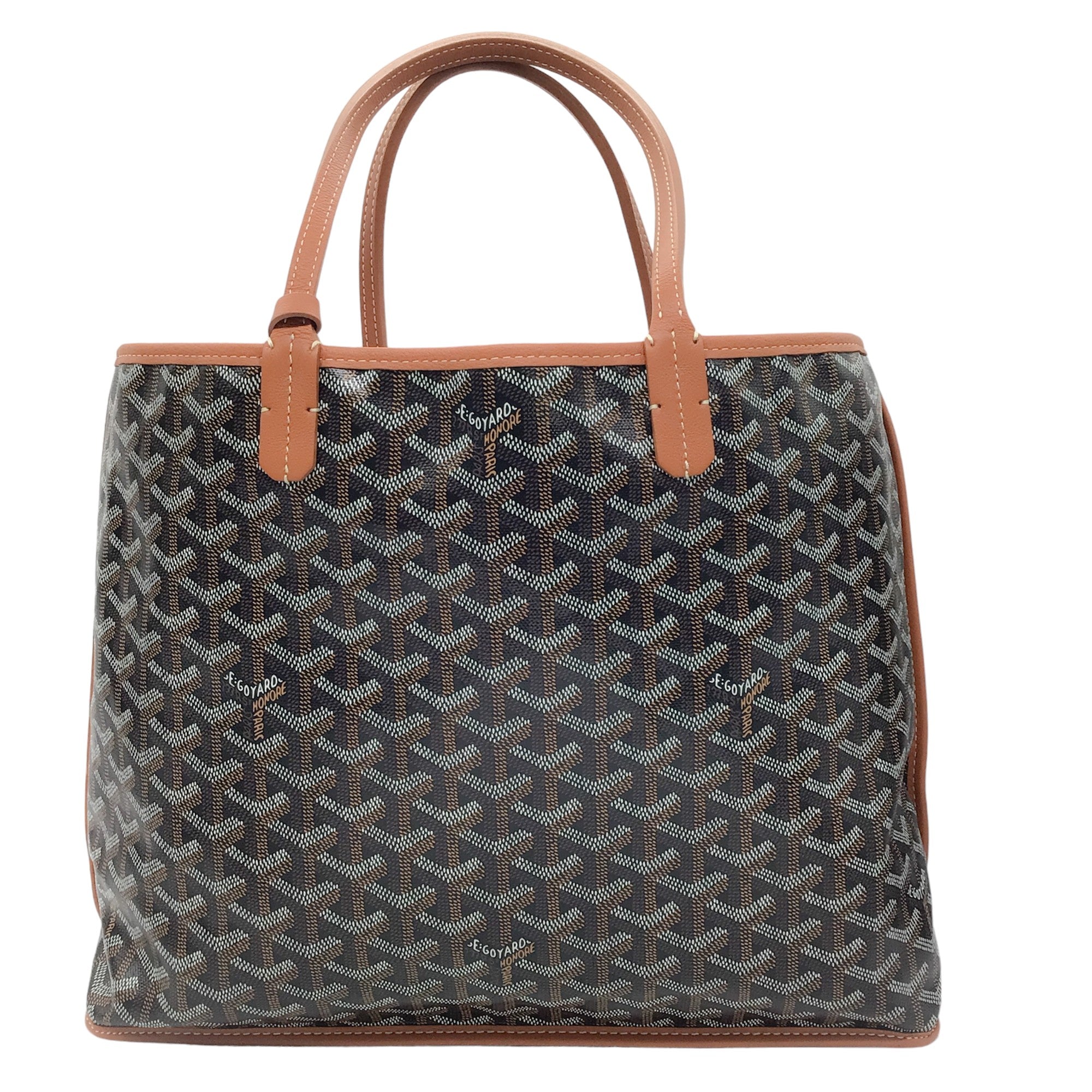 Goyard Black / Brown Goyardine Canvas Reversible Tote Handbag