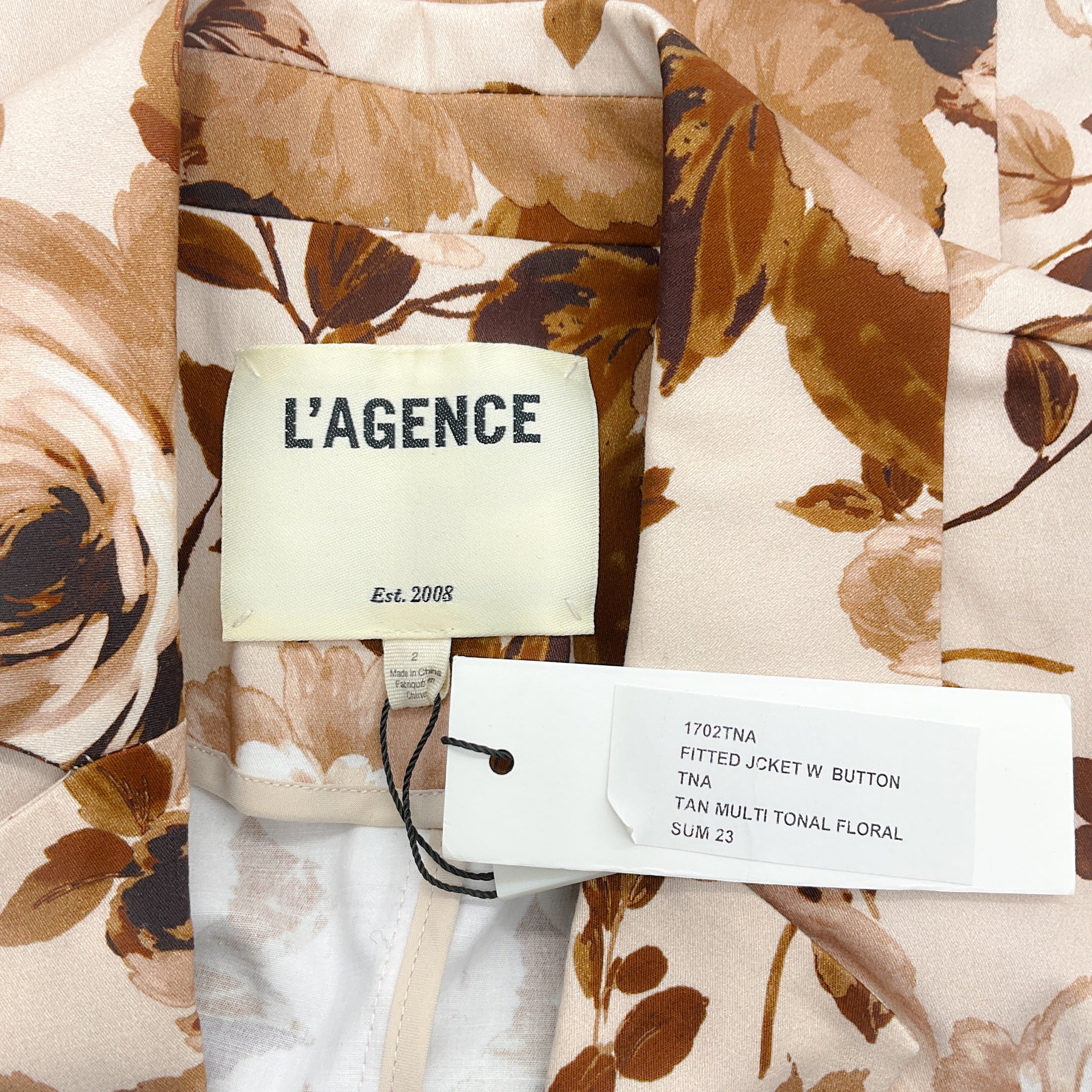 L'Agence Brown / White TNA Fitted Jacket with Button