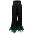 Load image into Gallery viewer, Lingua Franca x Wicked Black Elphaba Silk Pant with Feathers
