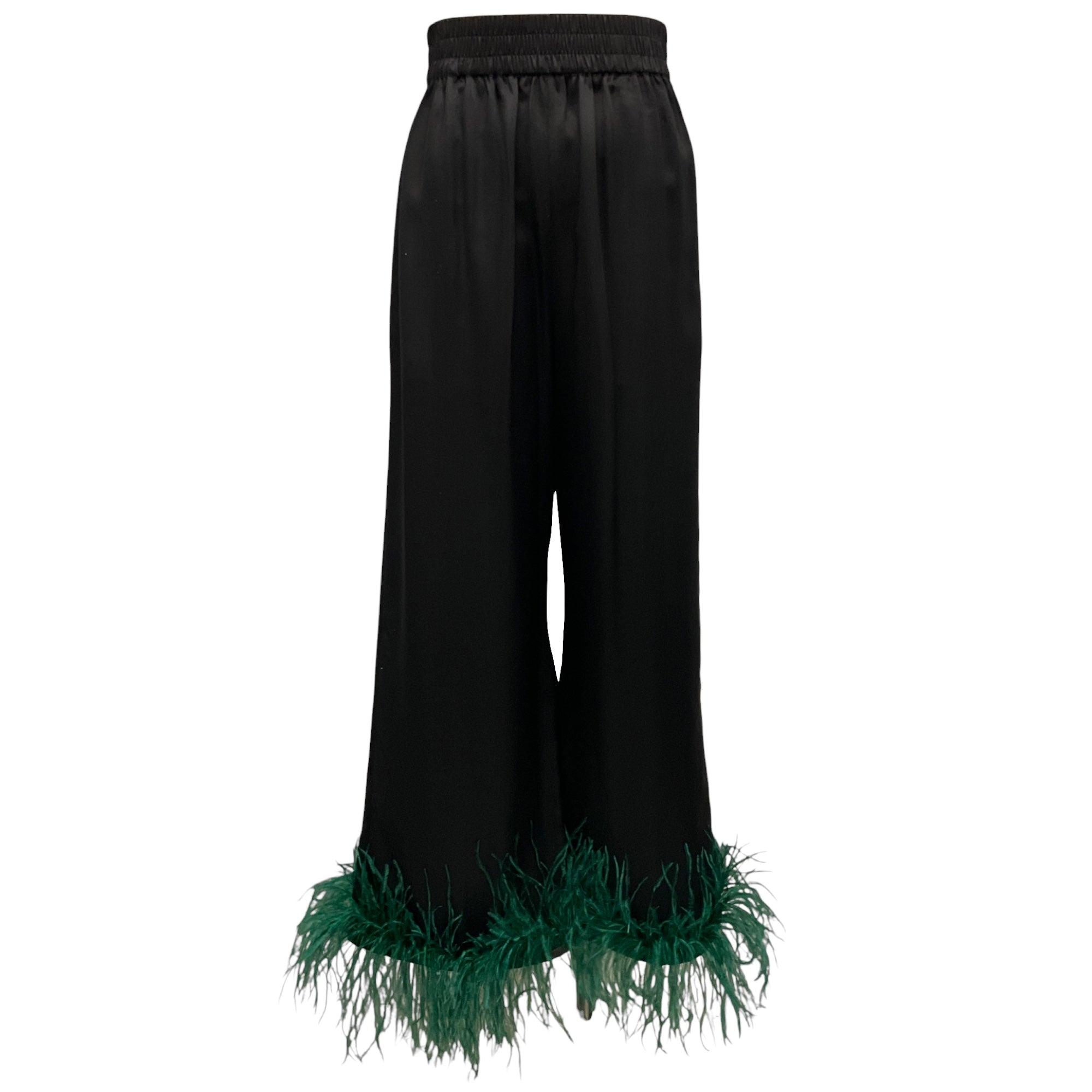 Lingua Franca x Wicked Black Elphaba Silk Pant with Feathers