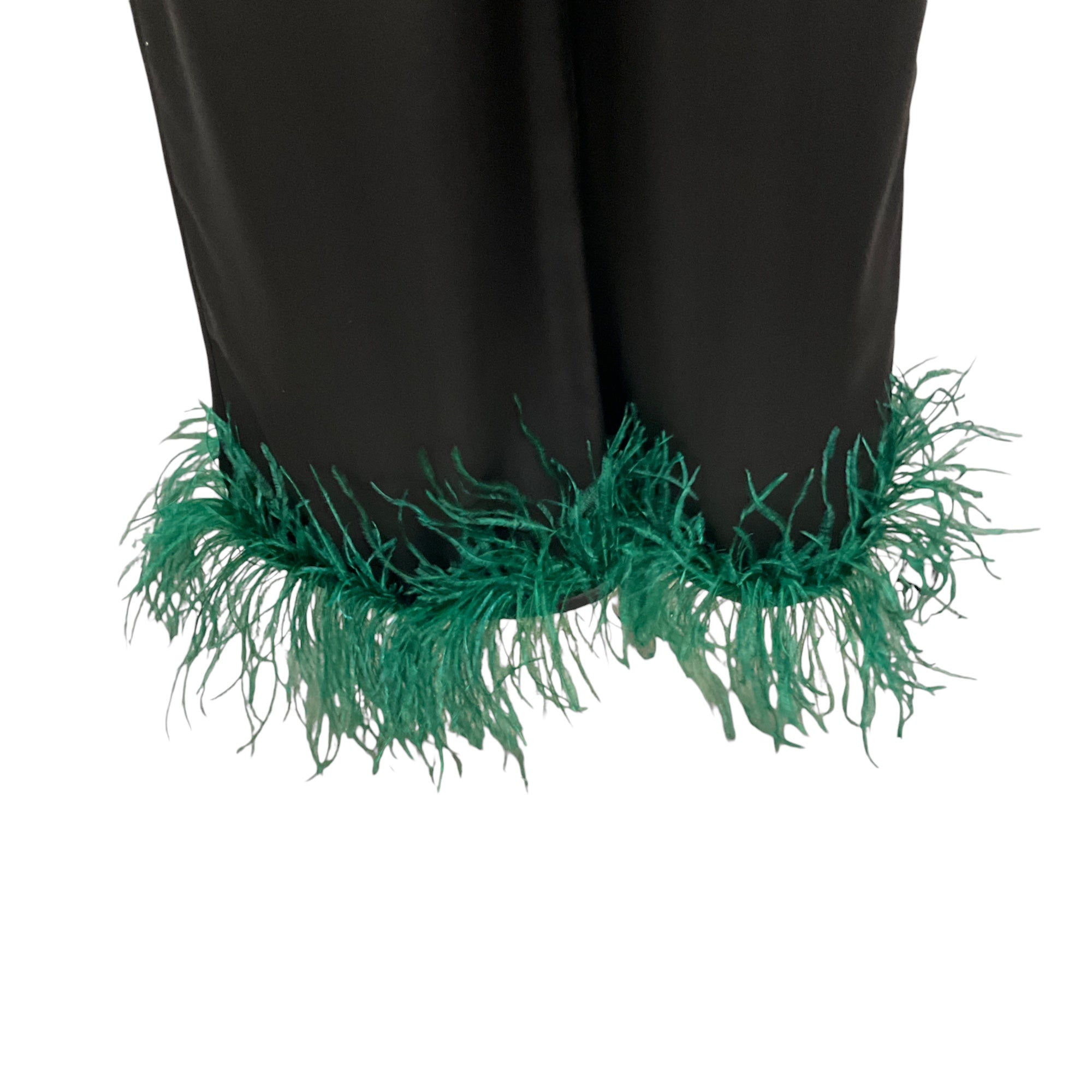 Lingua Franca x Wicked Black Elphaba Silk Pant with Feathers