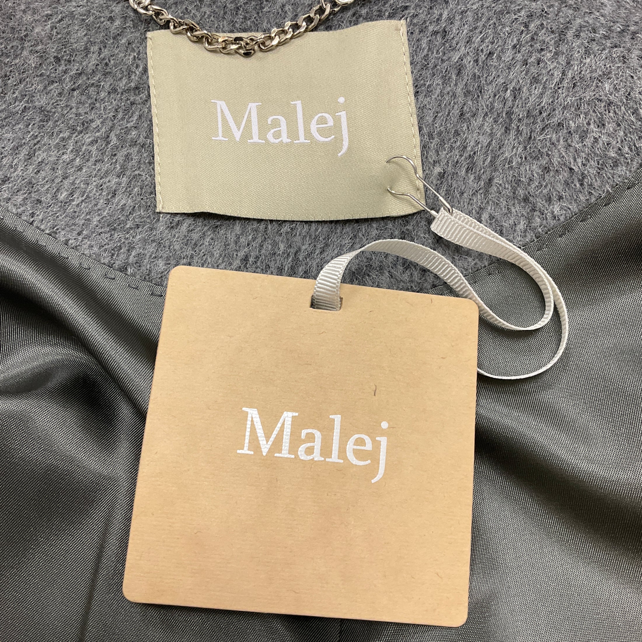 Malej Grey Belted Mid Length Wool Coat